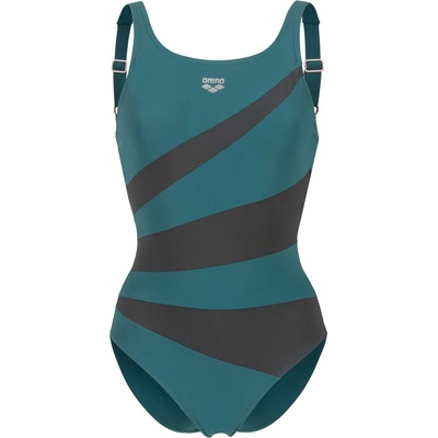 arena Дамски бански костюм Arena Women's Swimsuit Isabella Wing Back Swimsuit - Mangrove / Night Grey - размер 40 (EU) (150-5864-0213)