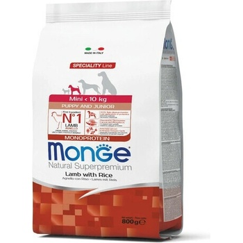 MONGE Mini Puppy Jahňacie s ryžou a so zemiakmi 0,8 kg