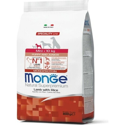 MONGE Mini Puppy Jahňacie s ryžou a so zemiakmi 0,8 kg