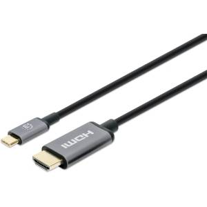 Manhattan Кабел „Манхатън - usb-c към hdmi, позлатен, 2 м, черен 153607 (153607)