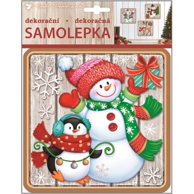 ANDĚL samolepka plastická 23x18 cm sněhulák s tučňákem