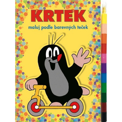 Krtek - Maluj podle barevných teček + maxi voskovky