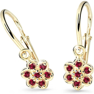 Cutie Jewellery zlaté detské náušnice C2746-10-X-1 vínová