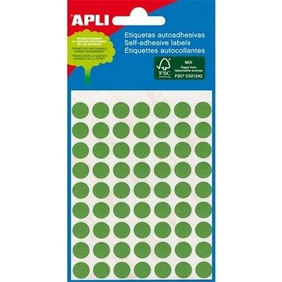 Etikety, 8 mm okrúhle, ručne popisovateľné, farebné, APLI, zelené, 288 etikiet bal
