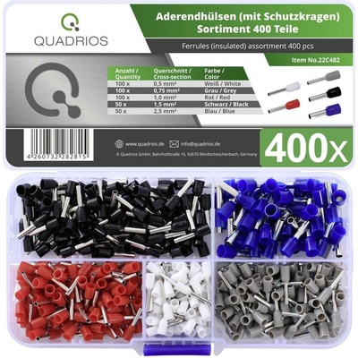 Quadrios 22C482 sada dutiniek 0.5 mm², 0.75 mm², 1 mm², 2.5 mm² čiastočne izolované 400 ks