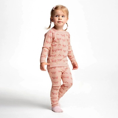 SAFA Dvouvrstvé rostoucí legíny pro děti merino bambus motýl růžové