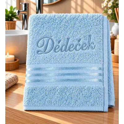 Bellatex froté ručník kolekce Linie s výšivkou Dědeček světle modrý 50 x 100 cm