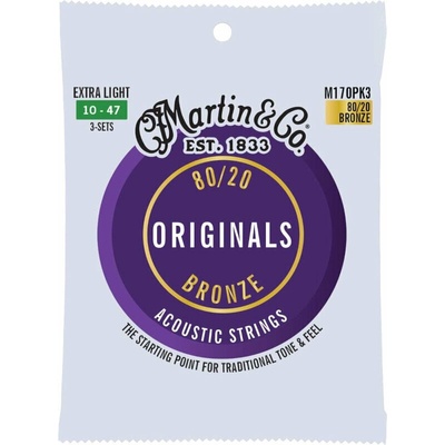 Martin Originals Extra Light 3-Pack Струни за акустична китара (41Y23M170PK3)