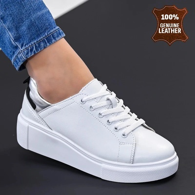 Обувки естествена кожа W186074 White