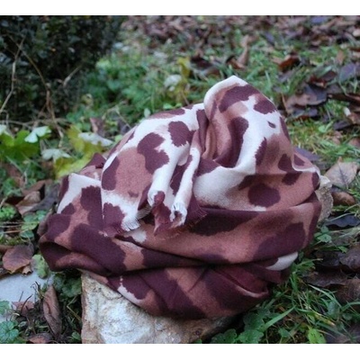 Šál krémový hnedý čierny smotanový leopard