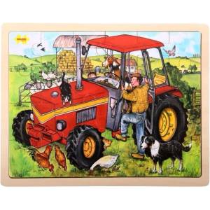 Bigjigs Toys Дървен пъзел трактор 24 части (BJ744)