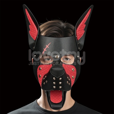LoveToy Rebellion Reign Scarred Alpha Pup Mask Black-Red