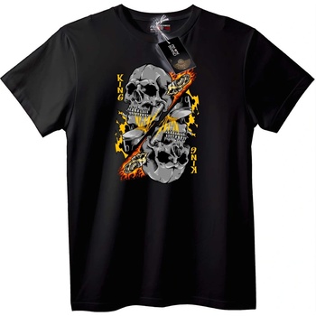NOONEBRAND Тениска King Skulls с пламъци - M, White