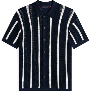 Tommy Hilfiger Риза с къс ръкав Tommy Hilfiger Men's Vertical Stripe Short Sleeve Shirt - Desert Sky 0FA