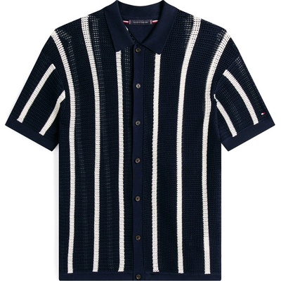 Tommy Hilfiger Риза с къс ръкав Tommy Hilfiger Men's Vertical Stripe Short Sleeve Shirt - Desert Sky 0FA