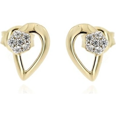 Zlatnictví U Kostela zlaté náušnice na pusetu s bílou kytičkou 3615