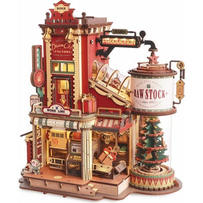 ROBOTIME Roker 3D drevené puzzle Santova dielňa (hracia skrinka) 449 ks