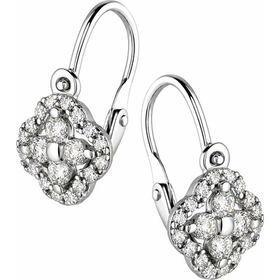 Zlaton Náušnice bílé zlato s kameny visací 1.10g 1.4cm 000450205246