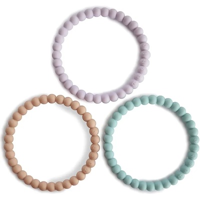 Mushie Pearl Teething Bracelet гризалка Lilac/Cyan/Soft Peach 3 бр