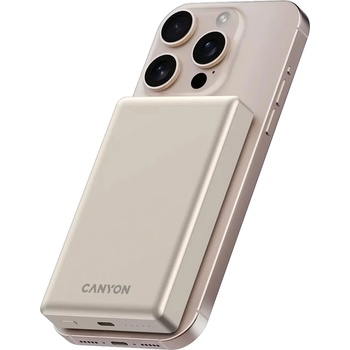 CANYON Външна батерия Canyon OnPower 510 Slim, USB-C Power Bank, 10000mAh, PD 20W, MagSafe, Beige (CNS-CPB510BE)