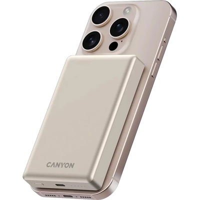 CANYON Външна батерия Canyon OnPower 510 Slim, USB-C Power Bank, 10000mAh, PD 20W, MagSafe, Beige (CNS-CPB510BE)