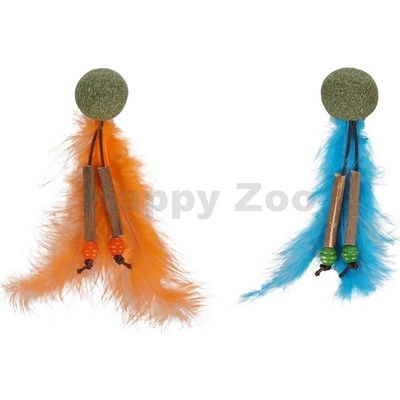 FLAMINGO Hračka pro kočky Boleo míček s peřím, catnipem a matatabi 14x3x3cm