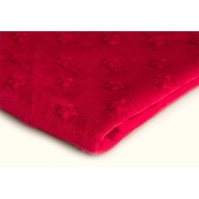 Látka minky hvězdy, 320 g/m², šíře 155 cm, metráž, červená