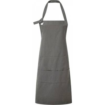 Premier Workwear Těžká odolná plátěnná zástěra s oversize očky pro upevnění kolem krku Šedá 72x86cm PW137