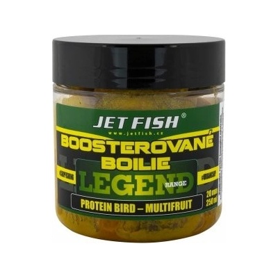 Jet Fish Boosterované Boilie Legend Range 250ml 20mm - PROTEIN BIRD MULTIFRUIT