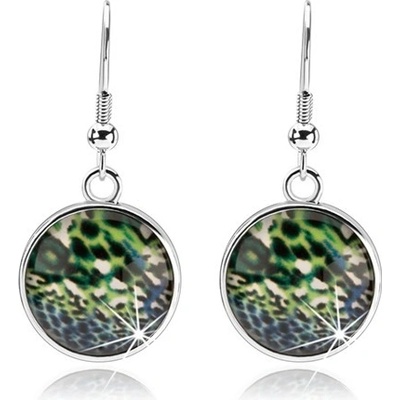 Šperky eshop cabochon stříbrná čiré sklo pestrý abstraktní vzor SP78.14