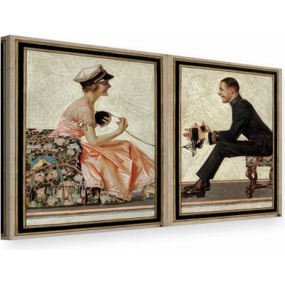 Obraz na plátne ZAĽÚBENÉ VTÁČIKY – J.C. Leyendecker - 120x80 cm