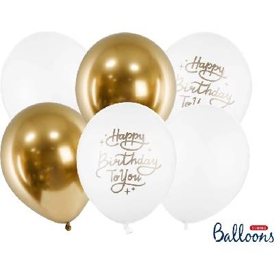 Latexové balonky zlato bílé Happy birthday To You