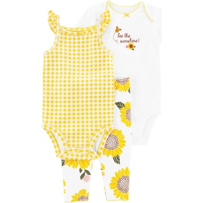 Carter’s Set 3dielny legíny body kr. rukáv body na ramienka Yellow Sunflower dievča