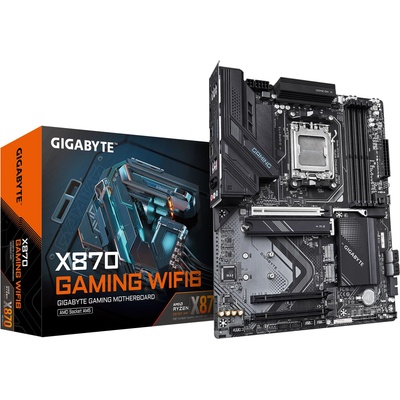 Дънна платка Gigabyte X870 GAMING WIFI6, X870, AM5, DDR5, PCI-E 5.0 (HDMI&USB4), 4x SATA 6Gb/s, 3x M. 2, 2x USB4, 2.5GbE LAN, Wi-Fi 6, Bluetooth 5.3, ATX (X870 GAMING WIFI6)