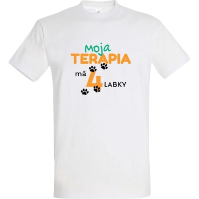 OZ Veselé labky tričko Moja terapia má 4 labky biele