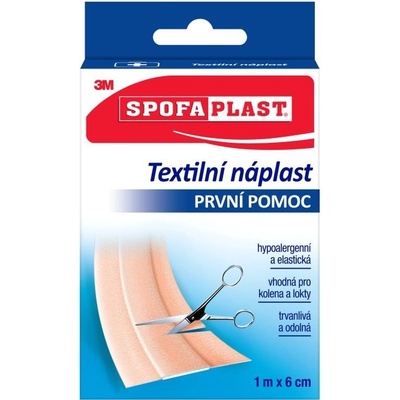 Spofaplast nedělená textilní hypoalergenní náplast, 6 cm x 1 m