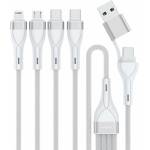 4smarts Универсален USB-C кабел с Lightning, microUSB и USB-C конектори (120 см) - 4smarts 4-in-2 Multi-Charging USB Cable (бял) (541024)