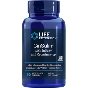 Life Extension Глюкозен метаболизъм - CinSulin with InSea2 and Crominex®3+, 90 капсули (01503 LE)