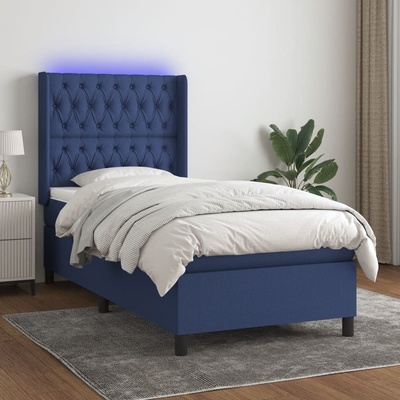 vidaXL 3138515 Boxspring postel s matrací a LED textil / barva Modrá
