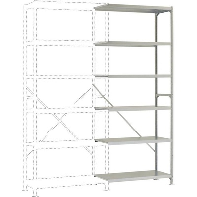 Manuflex RM3191 Zásuvný policový diel Megaflex so 6 policami, (š x v x h) 97 x 2.5 x 40 cm, ocel, kovová podlaha, pozink