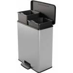 Keter Кошче с педали, рециклирана пластмаса, с подвижна кофа, 2х26 л, CURVER "Deco bin duo", черно/сребристо 251002 (251002)