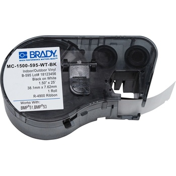 Brady MC-1500-595-BK-WT / 143386, лепилна лента 38.10 mm x 7.62 m (MC-1500-595-BK-WT)