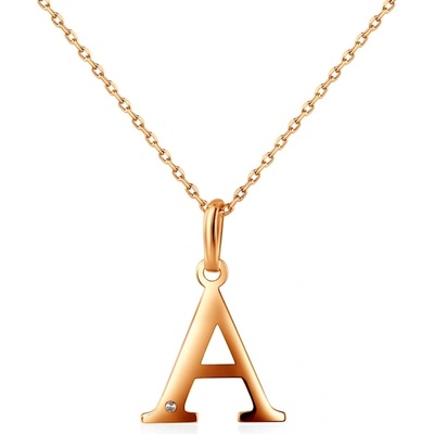 SAVICKI Колие с буквата A Savicki: злато, диамант
