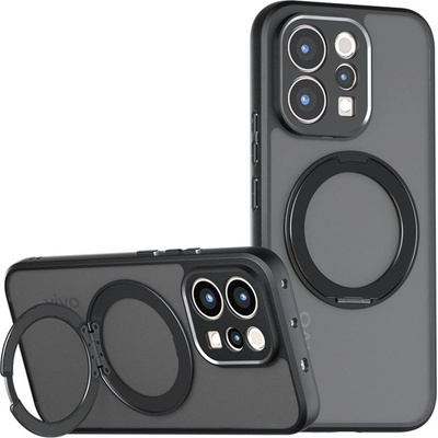Huawei Магнитен Матов Калъф за Honor 600 Lite 5G с 360° Стойка - TPU+PC, 12 Airbag, N52 магнит, Прозрачно-черен