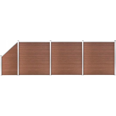 WPC Oplocení, 2 čtvercové panely, 1 šikmý, 619x186 cm, hnědý
