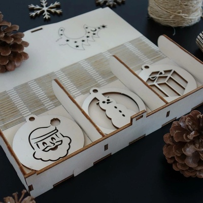 SENTOP | Vánoční ozdoby ze dřeva a plastu, vánoční dekorace dřevěné, dřevěné doplňky PR0101-Christmas decorati HEU-