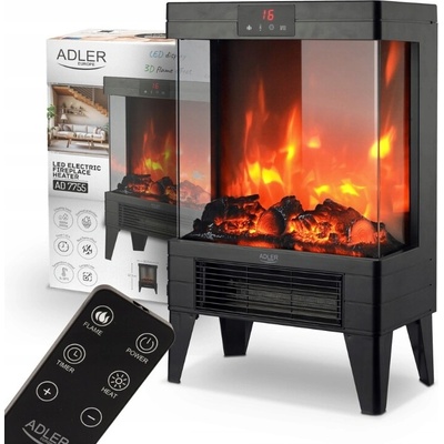 Adler Elektrický krb stojící 2000 W 3D efekt plamene černý