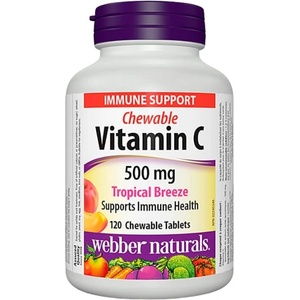 Webber Naturals Vitamin C 500 mg | Chewable [120 Дъвчащи таблетки] Тропически Плодове
