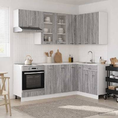 vidaXL Кухненски единица LYON 8 pcs Сив Сонома Инженерна дървесина (3438512)
