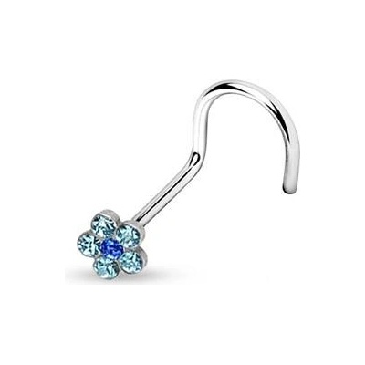 Šperky4U zahnutý piercing do nosu kytička N01062-B